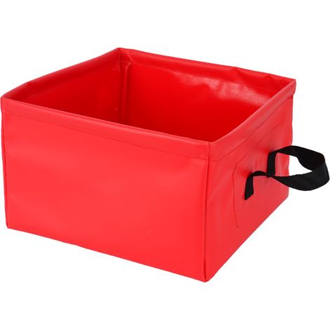 Bassin pliable et étanche de 13 L, rouge, idéal pour le camping, les voyages et la randonnée.-AquaForge (1/5)
