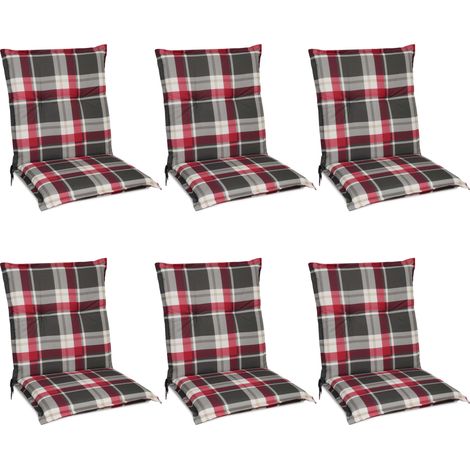 6er Set Sunny RK Niedriglehner Auflagen 100x50cm Bordeaux Kariert