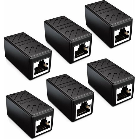 Coupleur Connecteur de Câble Câbles de Réseau Câble Patch Câble Ethernet Adaptateur Modulaires Blindée 2x Prise Femelle RJ45 DSL LAN Noir (1/5)