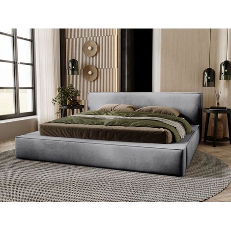 Lit rembourré avec rangement 160x200 velours gris foncé Mali (1/5)