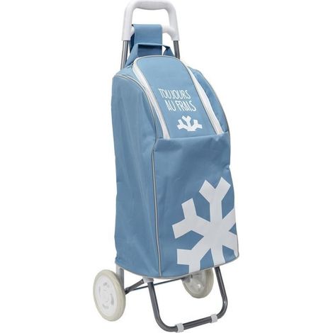 The Home Deco Factory – Chariot de courses 32L avec compartiment fraîcheur – Roues en aluminium – Dimensions 91,5x36x31,5 cm – Polyester bleu (1/10)