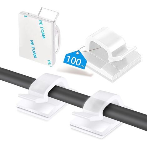 SnelShoppen，100 piezas de sujetacables，abrazaderas para cables，fijación de cables，soportes para cables (1/5)