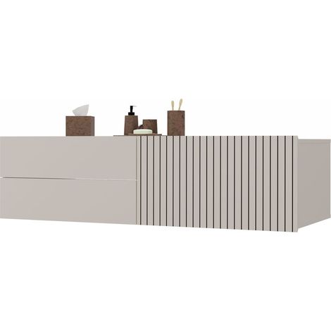 TIGO 1D2S - mueble bajo lavabo roble frente ranurado 2 cajones - 140x37,5x53 cm - Cachemire (1/5)