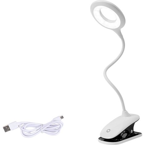 Lampe de bureau LED flexible à pince et à poser, 4 modes de couleur, lumière douce pour les yeux, idéale pour bébé, le bureau, les tâches quotidiennes et la nuit - blanche (1/5)