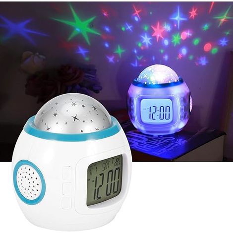 MINKUROW Proiettore Cielo Stellato Lampada Sveglia Led Alimentata A Batteria Luce Di Proiezione Sveglia Digitale Portatile Con Calendario Termometro Luce Notturna Decorativa Per Camera Da Letto Soggio (1/5)