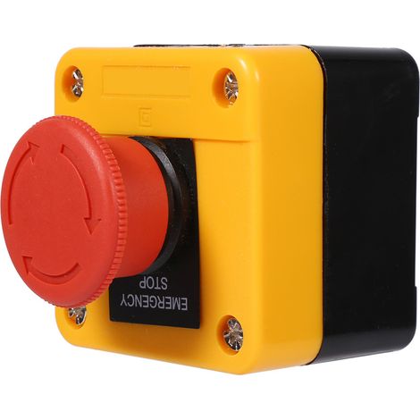 Boîte de Commande avec Bouton Poussoir Verrouillage Arret d'urgence Rouge en Plastique Signe D'arrêt Champignon Station de Maison d'urgence 660 V 10A (1/4)