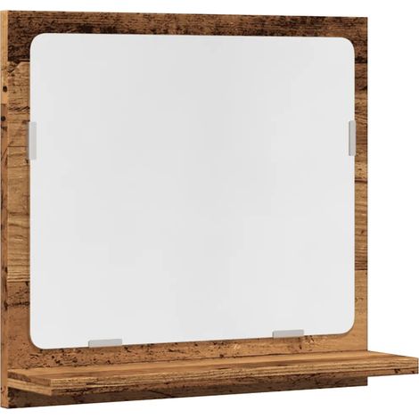 Mobiletto a specchio da bagno a parete pratico 40 x 11 x 37 cm realizzato in legno composito con finitura effetto legno anticato 020050785