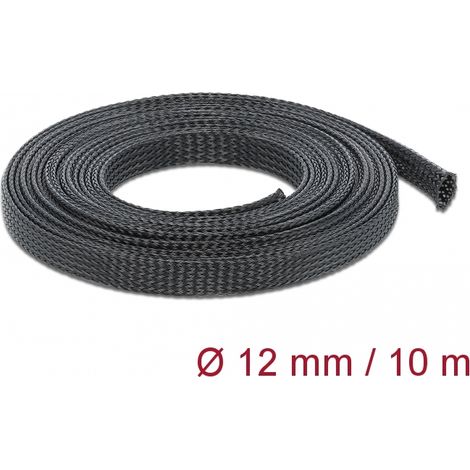 Delock Funda trenzada estirable 10 m x 12 mm, color negro