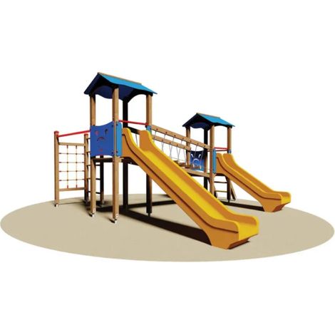 Villaggio Malaga 827 Giochipark doppia torre ponte scivoli EN 1176 - Vetroresina (1/2)