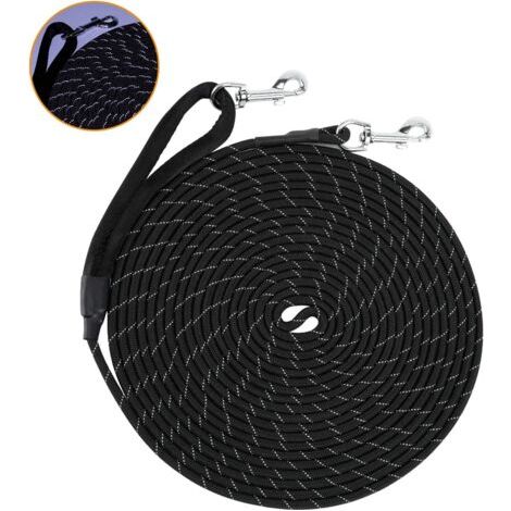 Laisse de Dressage pour Chien 5M Long en Nylon Réfléchissant Léger Réglable avec Boucle en Alliage de Zinc pour Petits à Grands Chiens Animal de Compagnie, Camping, Randonnée, Noir (1/5)