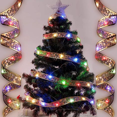 m lange Lichterkette mit 50 LEDs, batteriebetrieben (AA-Batterien), zur Dekoration Ihres Weihnachtsbaums. Goldene Lichterkette für Halloween, Thanksgiving und Weihnachten (mehrfarbig).