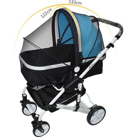 Moustiquaire pliable et lavable noire pour poussette - Protection universelle contre les insectes pour bébés (1/4)