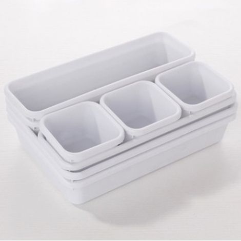 Schubladen-Aufbewahrungsbox – Modularer Kunststoff-Organizer – Für Kosmetik und Schreibwaren – 8-teilig (1/5)