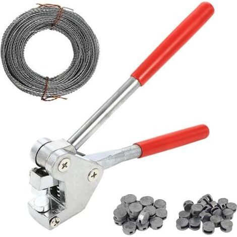 Jeu de pinces à plomber, avec 40 plombs ronds et 3 mètres de câble de plombage, pour plombs ronds de 8 à 10 mm, pour compteurs d'eau et équipements logistiques. (1/5)