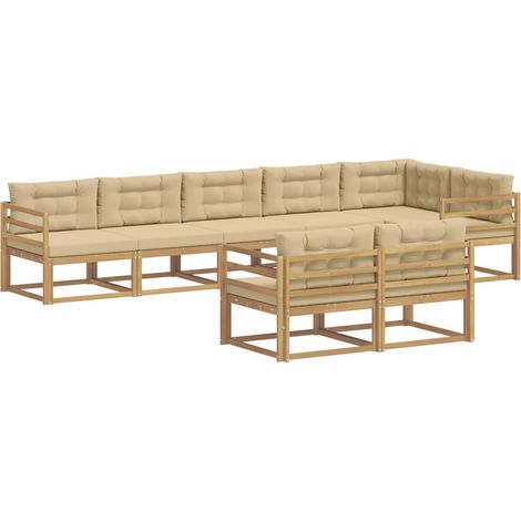 Outdoor Sofa Set 6 pcs White and Beige Polyester vidaXL (1/5)