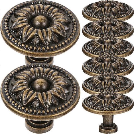 Lot de 8 boutons de meuble ronds de style européen vintage, boutons de tiroir, boutons de commode pour la maison-3X3cm (1/4)