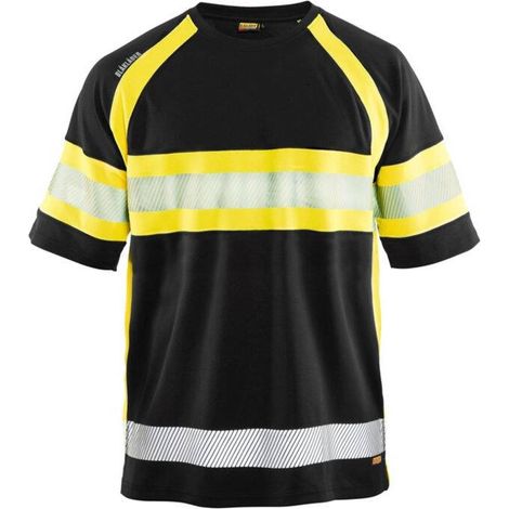 Maglietta da lavoro ad alta visibilità anti-UV 3337 - Nero/Giallo fluorescente XS (1/5)