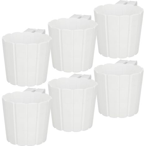 Maceta para balcón con asa para colgar, color blanco, 15 cm, 6 unidades.