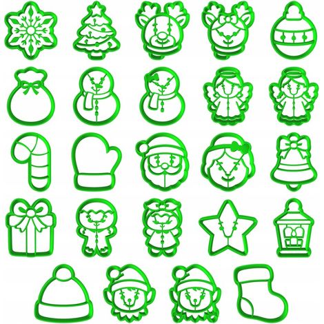 24-teiliges Weihnachtsformen-Set für einen Adventskalender (24-teilig, 4 cm)