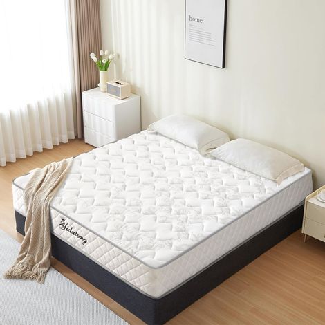 Matelas 140x190cm, 26 cm d'épaisseur, avec une structure mixte de ressorts ensachés indépendants et de mousse à mémoire de forme, moyennement souple et dure, et propice au sommeil (1/4)