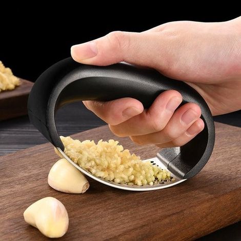 Prensa de ajos, picadora de ajos de acero inoxidable, fácil de usar y limpiar, mango ergonómico, suministros de cocina, cocina, 2 piezas (1/4)