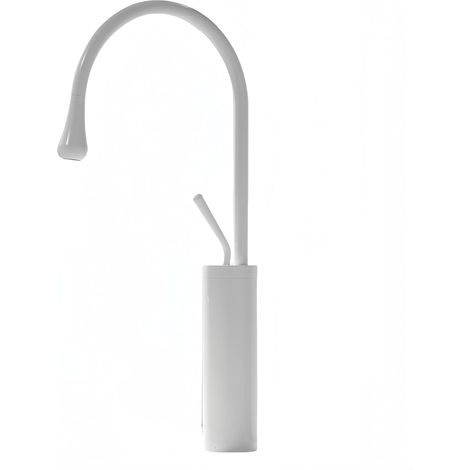 Robinet cascade blanc – eau chaude et froide – haut, résistant à la corrosion (tuyau d'arrivée d'eau non inclus)