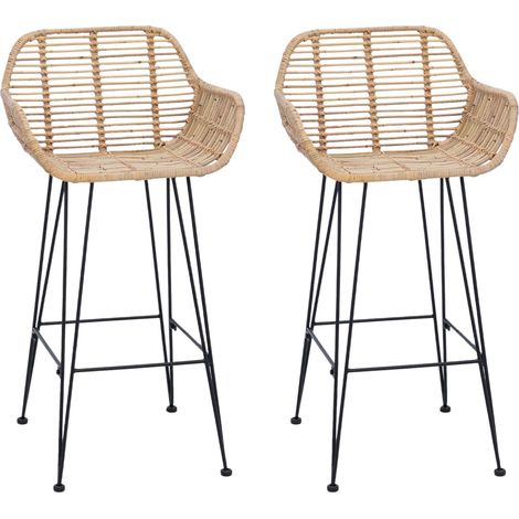 Bar Chair 2 pcs 55 x 52 x 92 cm Rattan and Iron vidaXL