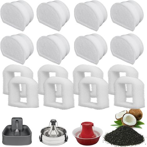 8 Préfiltres en Mousse et 8 Filtre à Carbone Compatible 360, Avalon, Pagoda, Seascape et Sedona Fontaines Chat Chien (1/5)