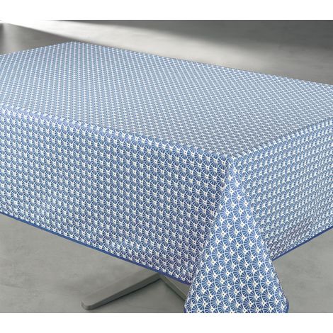Bedruckte fleckabweisende Tischdecke manon rechteckig 145 x 240 cm - blau