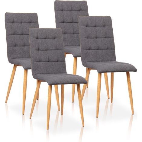 Pack de quatre chaises de salle à manger de style contemporain avec assise et dossier en tissu modèle Guadix de couleur gris pierre (1/5)