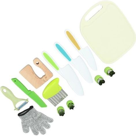 Fdit kit de couteaux à fruits de cuisine pour enfants Couteaux pour enfants pour la vraie cuisine éplucheur planches à découper-Ywey (1/4)