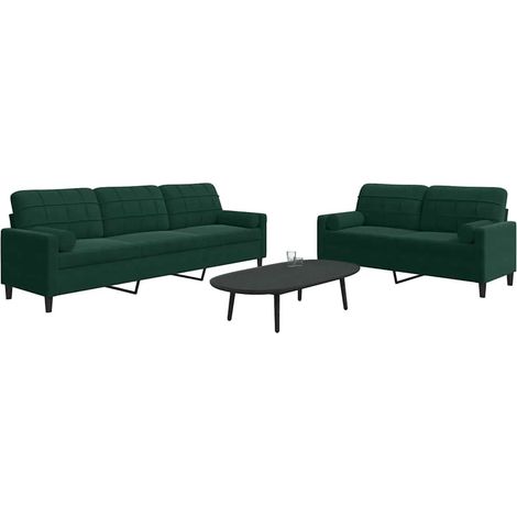 Juego de sofás con cojines 2 piezas terciopelo verde oscuro