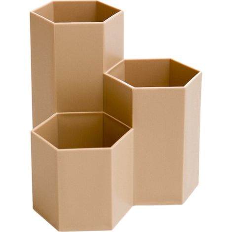 Este organizador de escritorio decorativo está fabricado en ABS resistente y es ideal para la organización del escritorio en la oficina o en casa. Incluye un portalápices hexagonal con compartimentos,