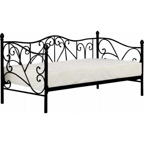 Cama Houston 576, Negro, Individuales, 90x200, Metal, Somieres, 99x210x89cm