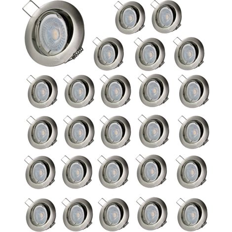 Lot de 25 Spot led orientable alu brossé 230v 7w 38° blanc chaud (1/4)