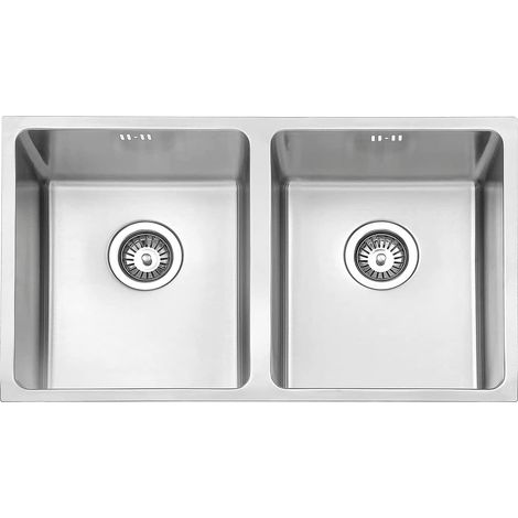 JASSFERRY Küchenspüle 2 Becken Unterbau-Küchenspüle, 750 x 440 mm Doppelschüssel Unterbauspüle aus Edelstahl mit Abfallsieb, Abfal (1/5)