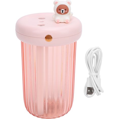 Mini humidificateur USB de bureau à double pulvérisation, réservoir de 240 ml, petit humidificateur portable pour la voiture et la maison (rose). (1/5)