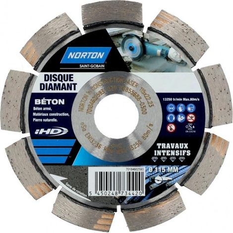 NORTON Segmentierte Intensiv-Diamantscheibe für Baumaterialien, Durchmesser 115 mm Norton