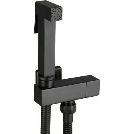 Toiletten-Sprühset aus schwarzem Messing – Hand-Bidet-Sprühgerät mit Wandhalterung – Körperhygiene – Modell G1/2. (1/4)