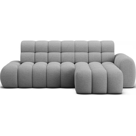 Canapé d’angle convertible tissu KINDO – Avec assise électrique angle droit-Gris clair-angle droit (1/5)