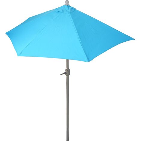[NEUWERTIG] Sonnenschirm halbrund Lorca, Halbschirm Balkonschirm, UV 50+ Polyester/Alu 3kg 300cm türkis ohne Ständer