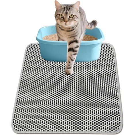 1 Tapis Litière Chat, Double Couche Nid d'Abeille, Imperméable Mat EVA, Anti-Dispersion Pour Maison (1/5)