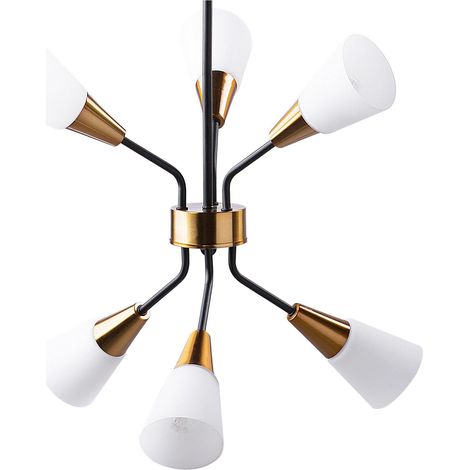 Lampadario a 6 punti luce in metallo bianco/oro Aroyo VI