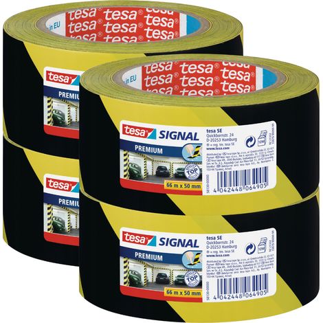 Ruban de signalisation autocollant TESA PREMIUM jaune et noir 66 m x 50 mm x 4 (1/5)