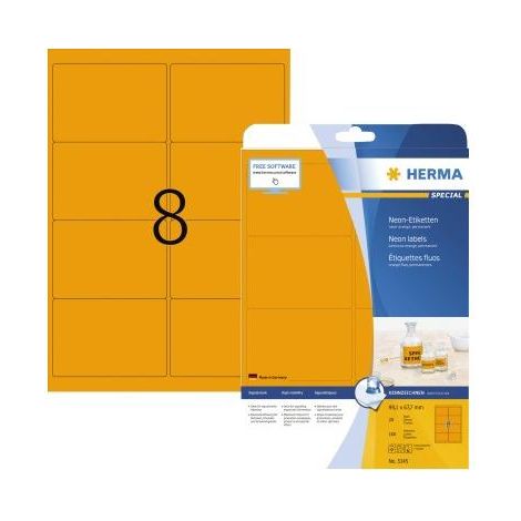 HERMA Etiketten A4 neon-orange 99,1x67,7 mm Papier 160 St. (5145) (1/5)