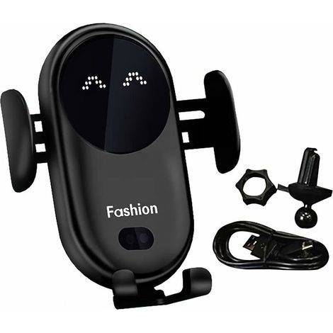 Chargeur Induction sans Fil Voiture, Automatic Clamping Chargeur Induction Voiture Rotation 360° Chargeur Telephone Voiture Clip, pour iPhone pour Samsung pour Huawei LG Tous Les Appareils(Noir) (1/4)