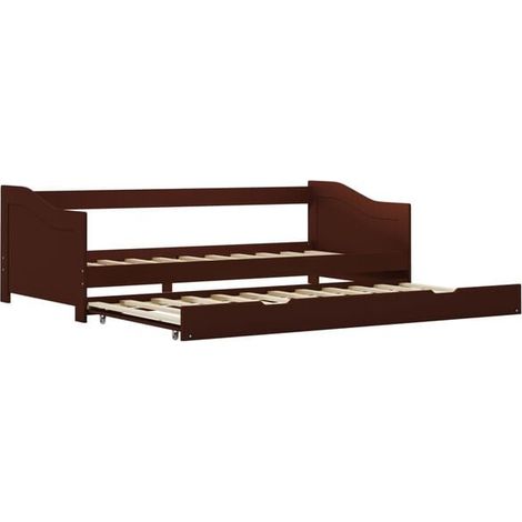 Cadre de lit extensible (matelas non inclus), marron foncé, 90 x 200 cm (1/5)