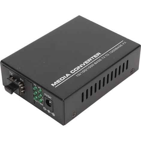 Convertisseur de média fibre optique Gigabit, 1 port optique, 4 ports électriques, portée jusqu'à 25 km, port RJ45, émetteur-récepteur fibre optique, module SFP, prise UE 100-240 V (1/4)