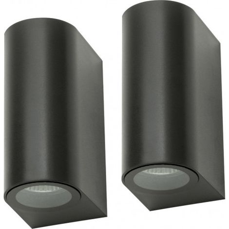 Litecraft Wye Up & Down Outdoor Wall Light IP44 LED Fitting in Black - 2 Pack (1/5)