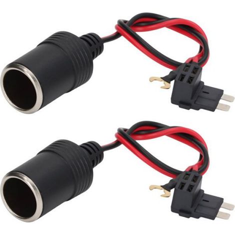 Prise Allume-Cigare Femelle - 12 V à 24 V - 8 A - 30 cm - Pour Voiture Moto Bateau Camping-Car - 2 Pièces (1/5)